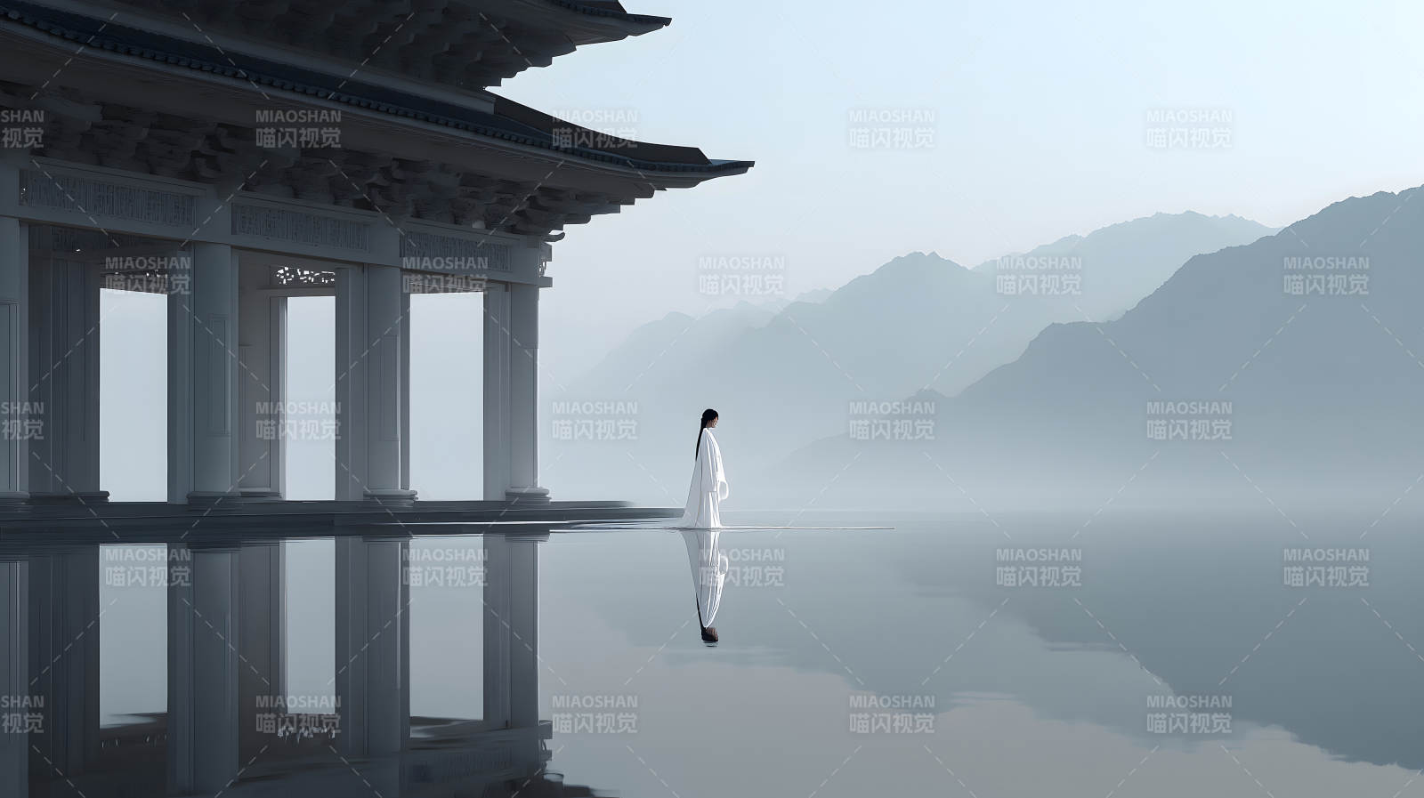 静谧的东方意境山水画图片