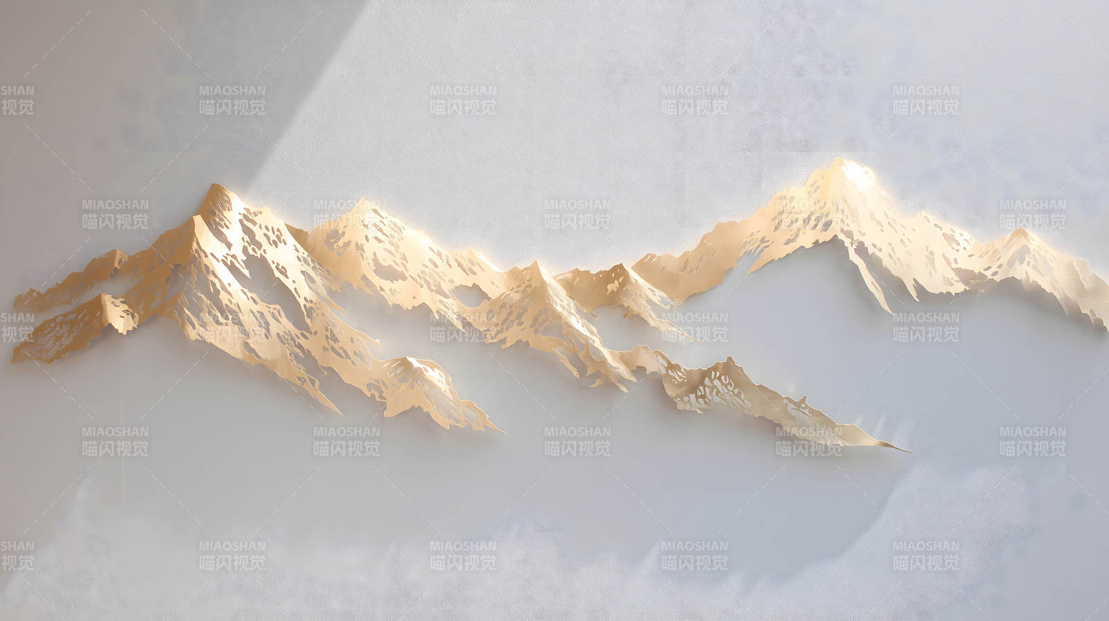 金色山脉剪影简约艺术风格图片