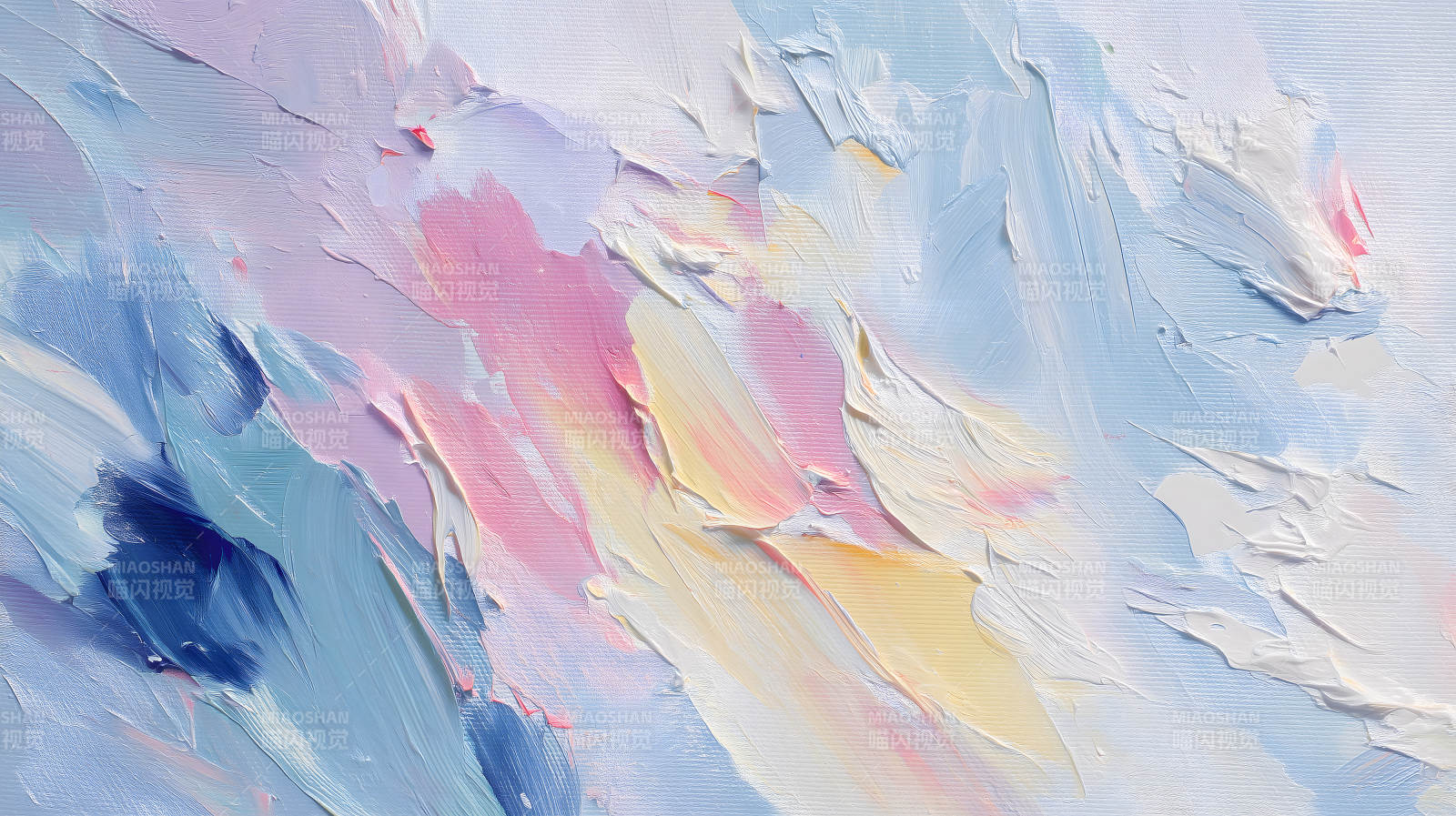 抽象的油画笔触呈现梦幻色彩图片