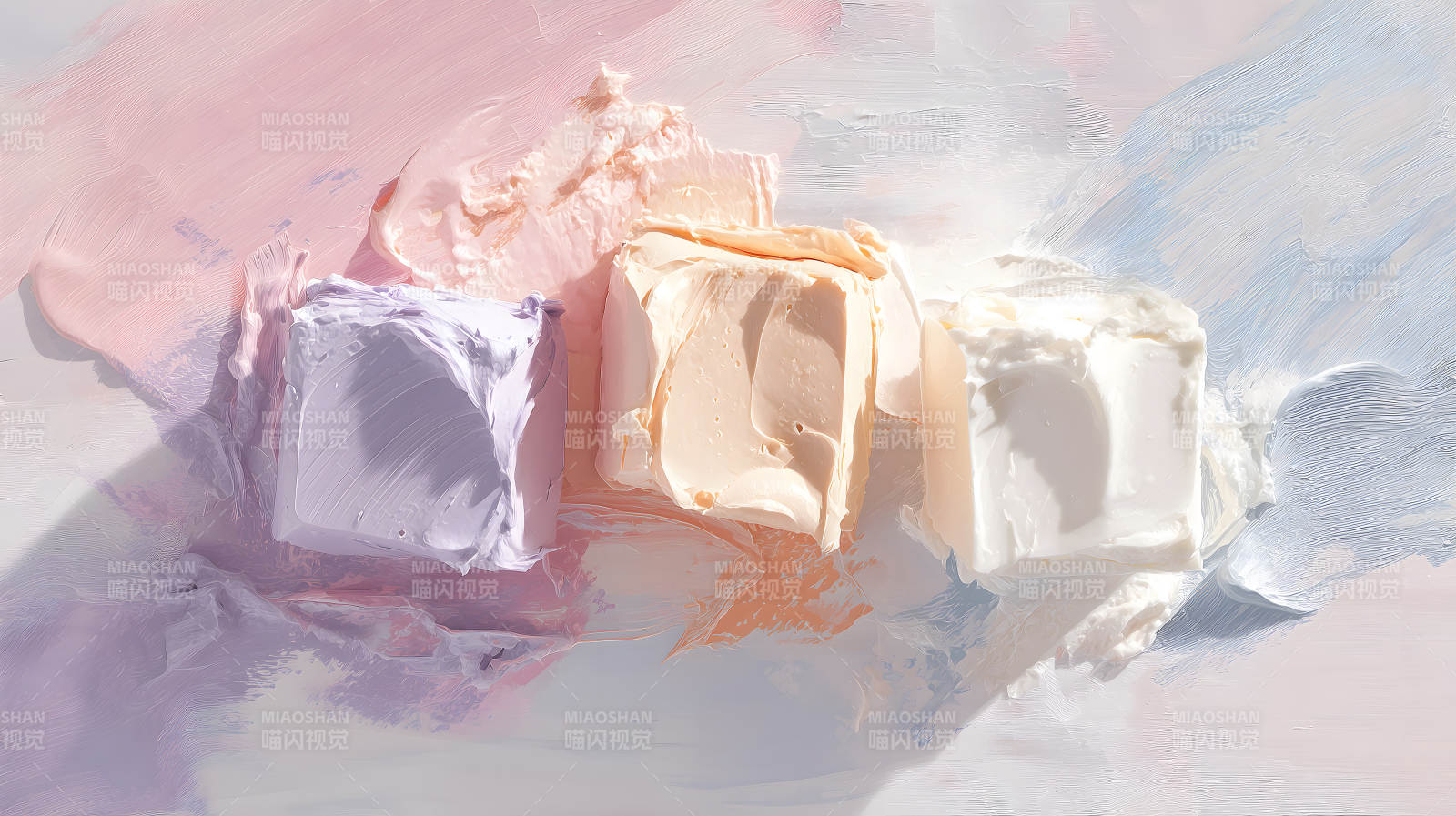 奶油色块艺术绘画图片