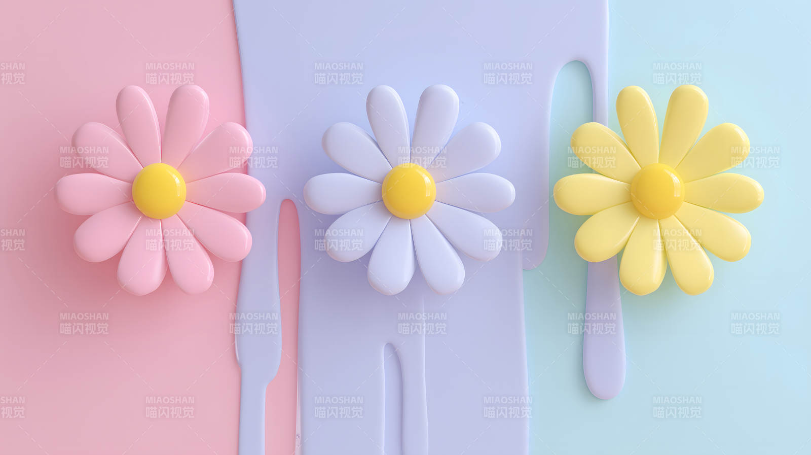 三朵立体花背景图案图片