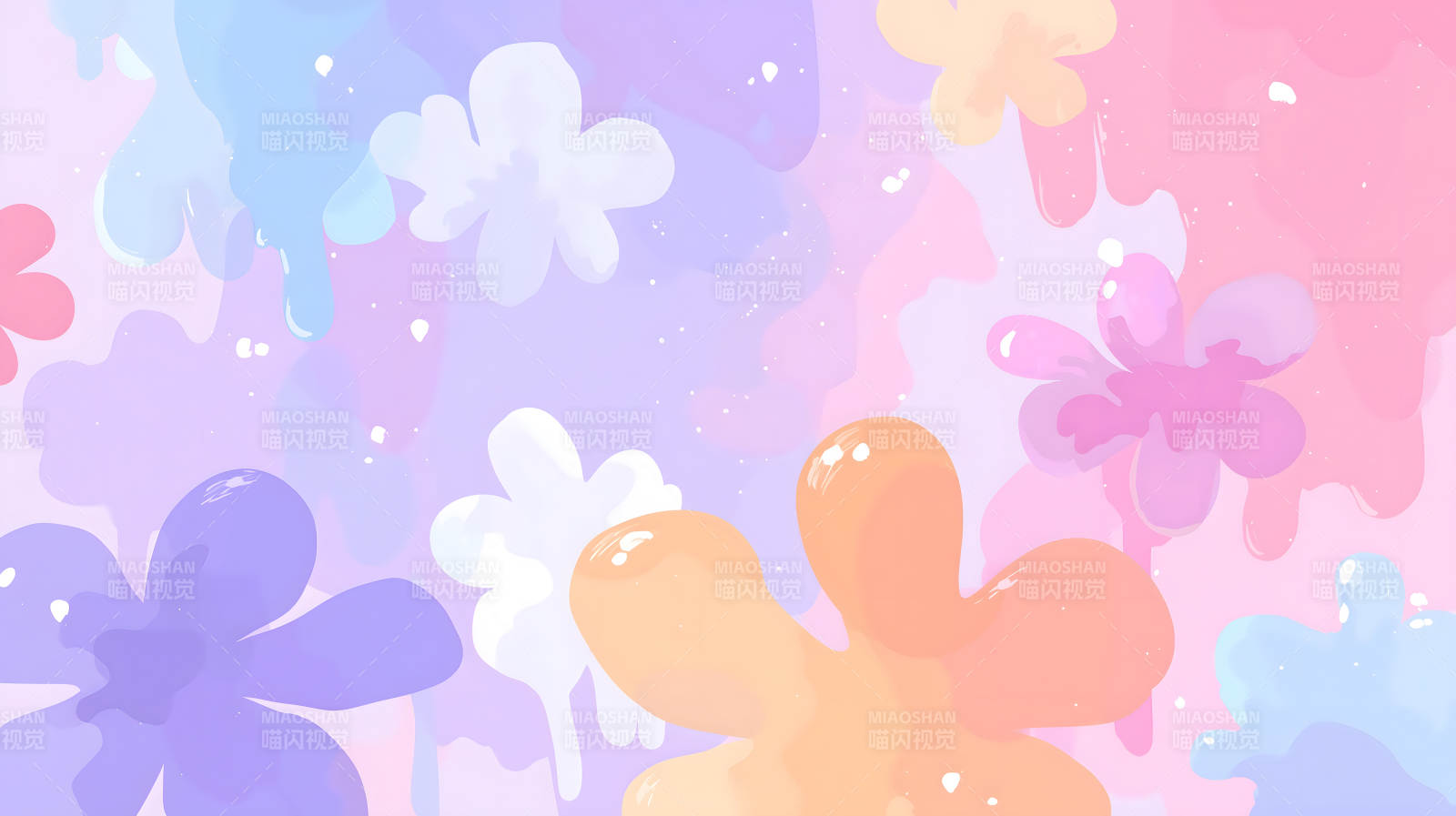 水彩花朵背景图粉色紫色调图片