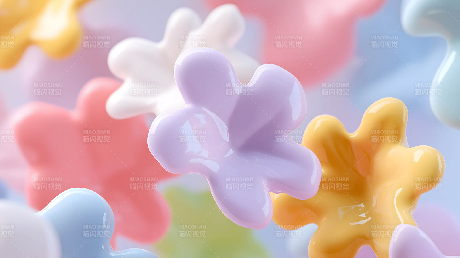 柔和色彩抽象花朵图片