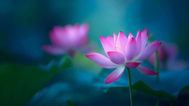 粉色莲花绽放幽静唯美图片