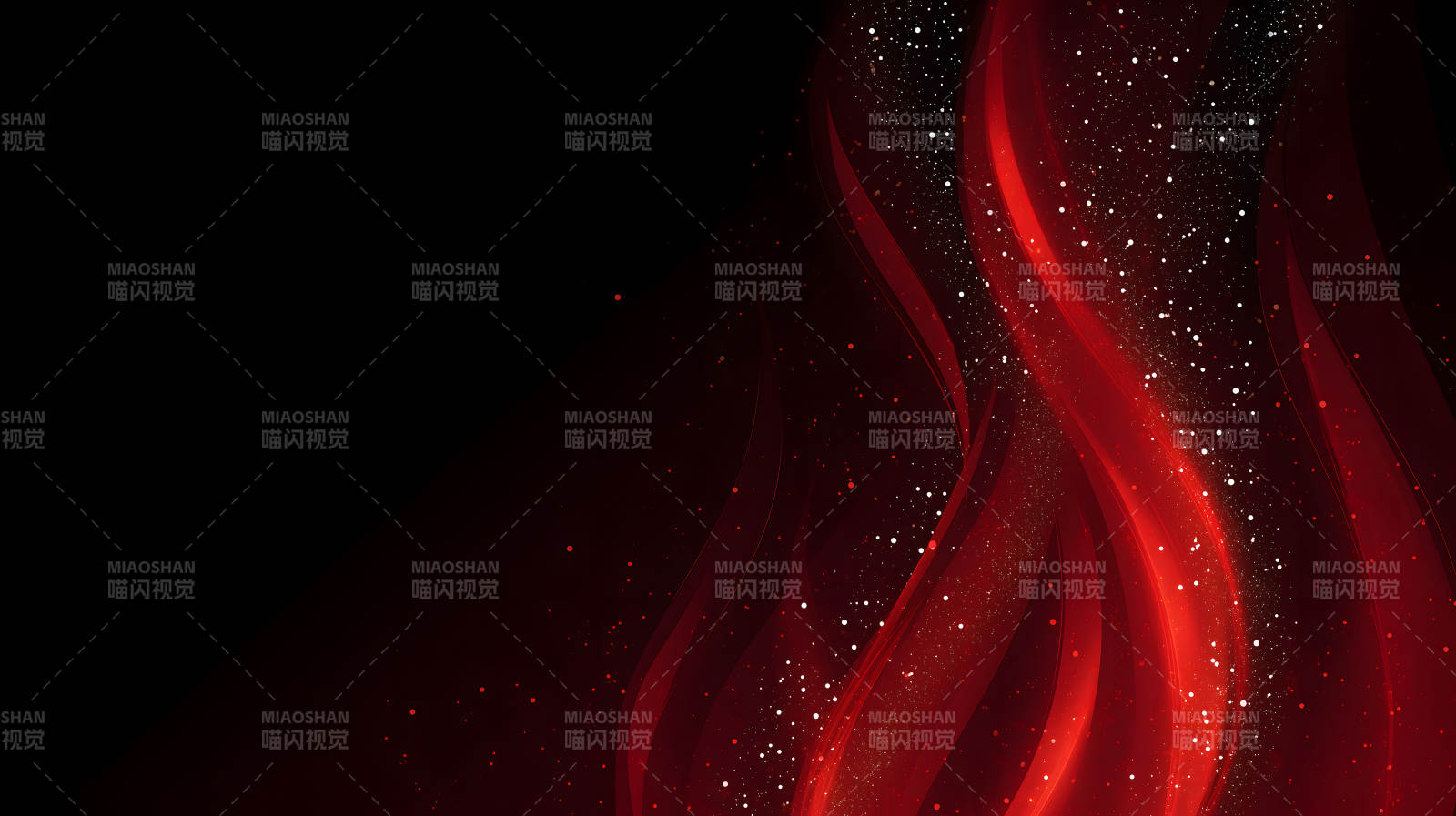 红色流动火焰黑色背景星光点缀图片