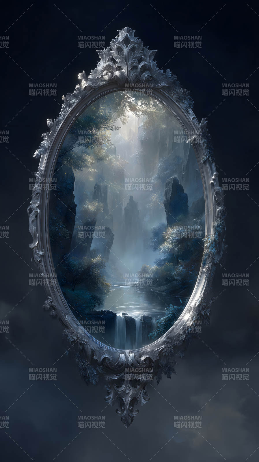 镜中仙境瀑布景色迷人图片