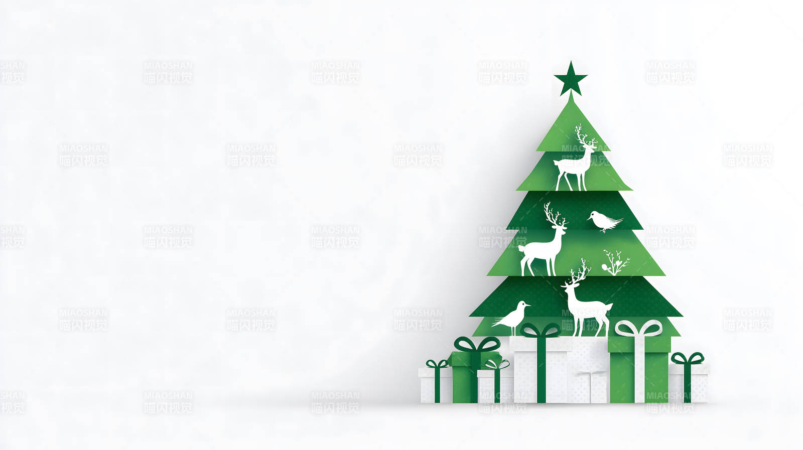 绿色圣诞树和礼物图片