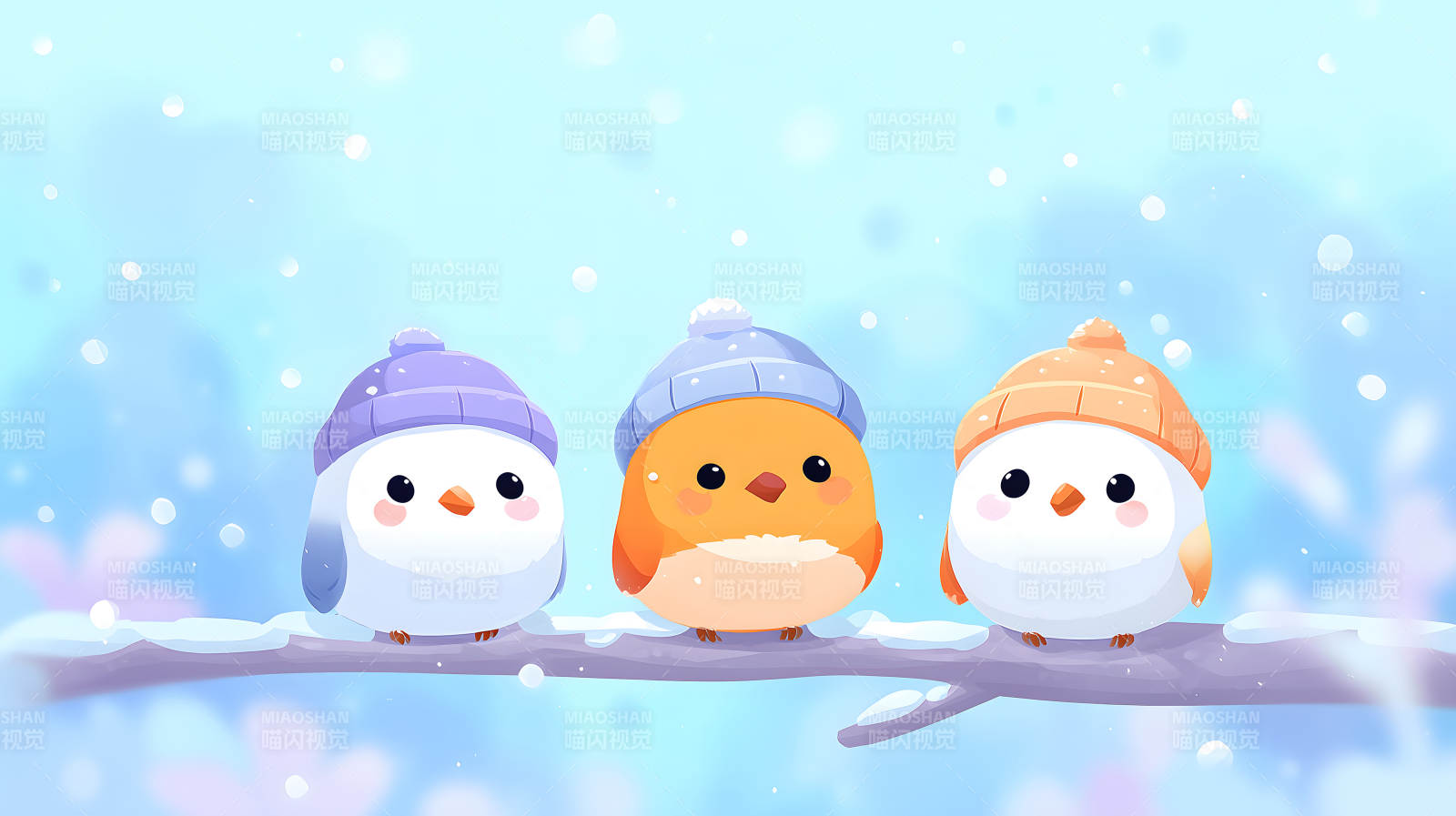 雪地里可爱的小鸟们图片