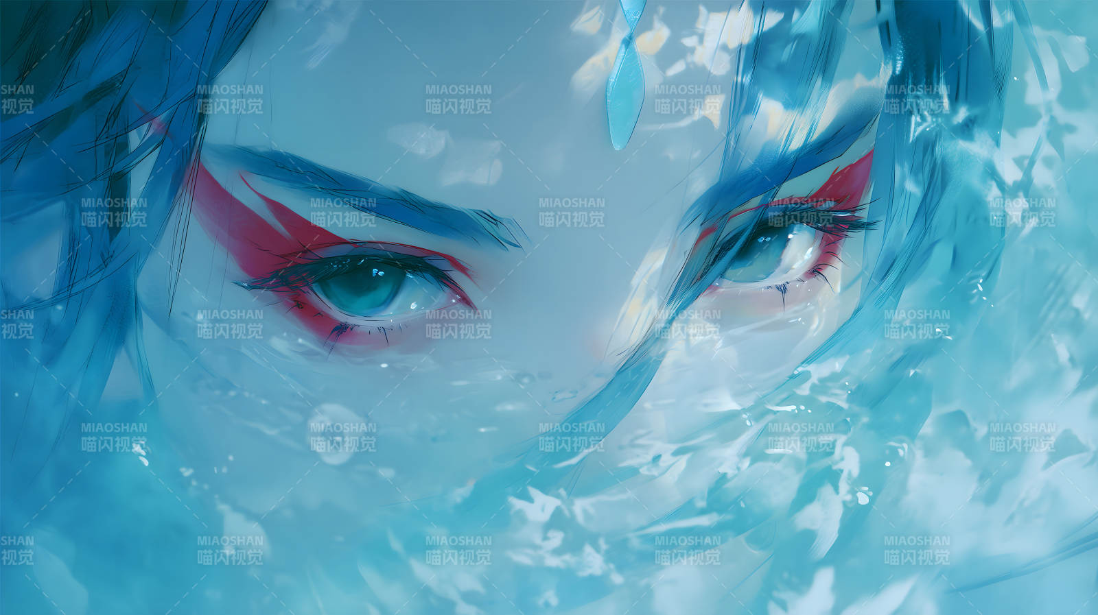 水下美人凝视深邃眼神令人沉醉图片