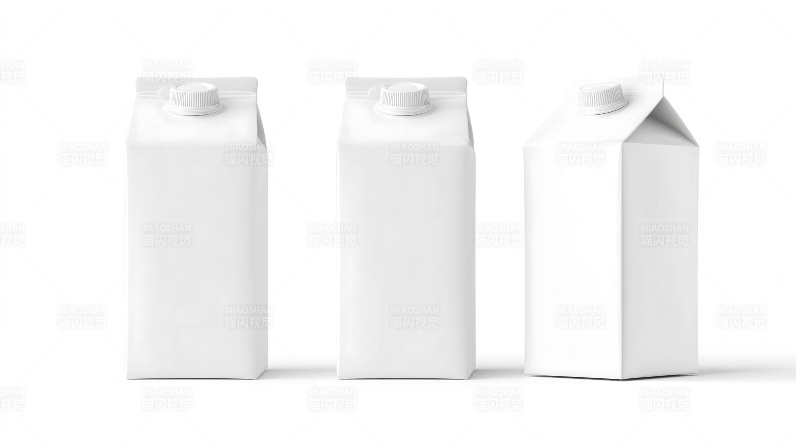 三盒白色牛奶包装展示图片