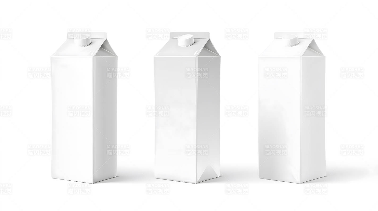 三盒乳品包装摆放特写图片