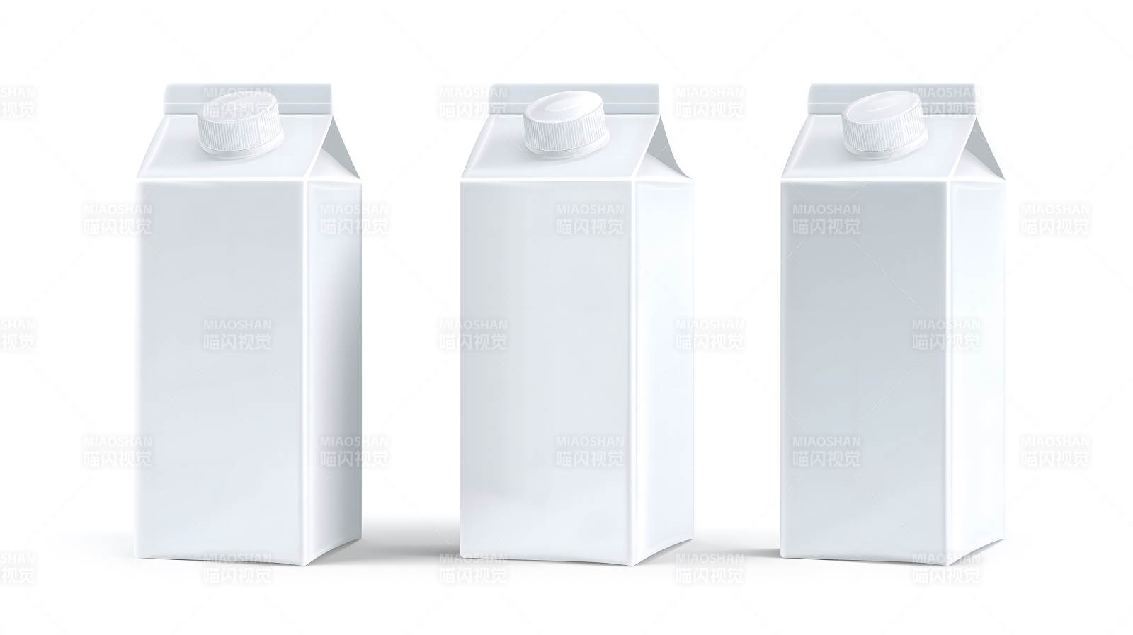三盒纯白牛奶摆放一起简约风格图片