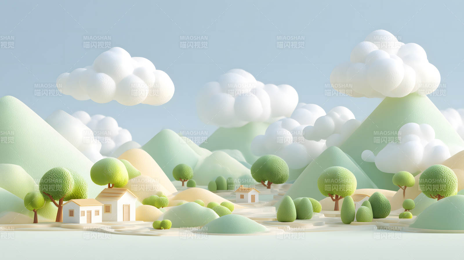 童话世界般的卡通风景画图片