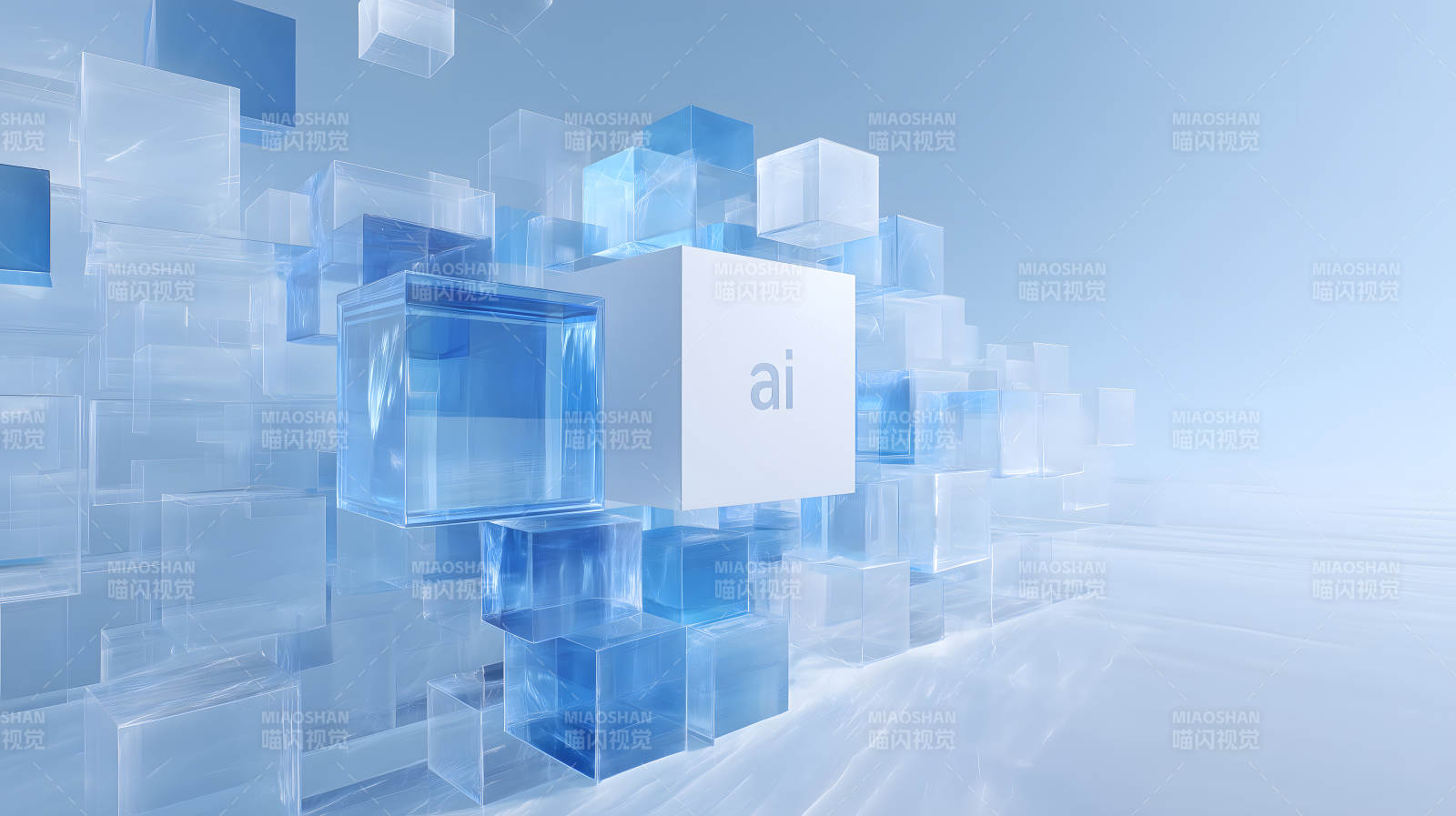 AI概念图蓝色立方体设计图片