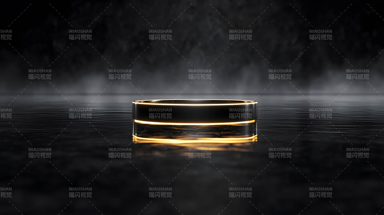 发光黑色圆环在深色环境中图片