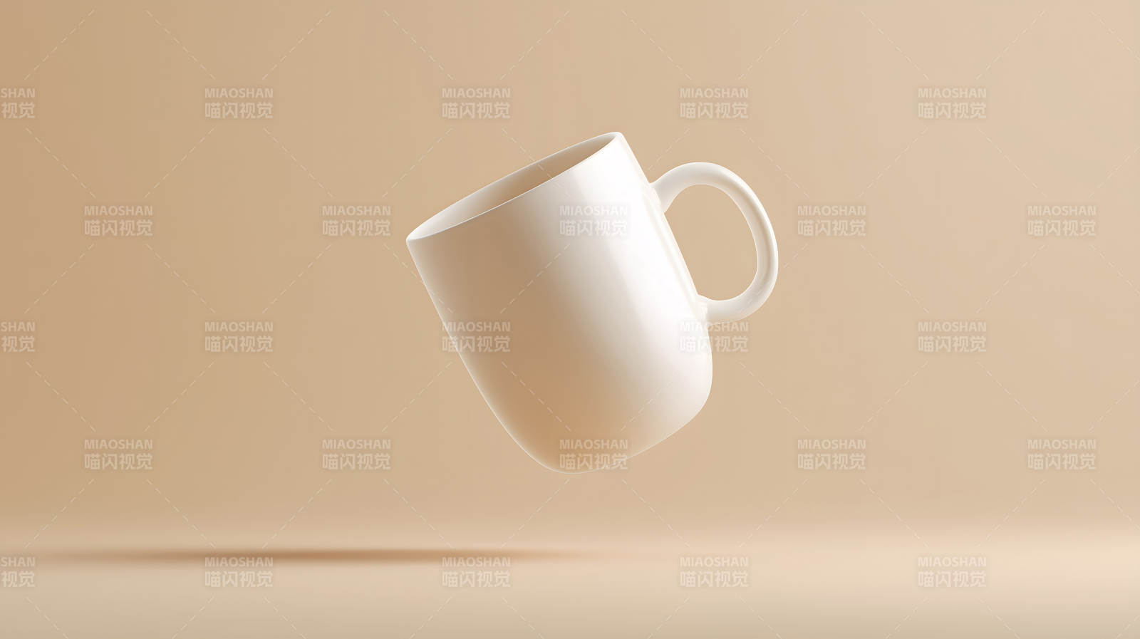 漂浮的白色马克杯图片