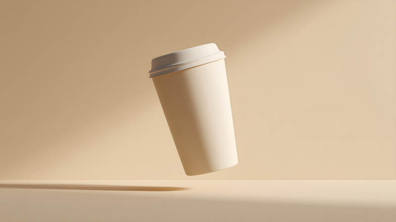 悬浮咖啡杯简洁风格摄影图片