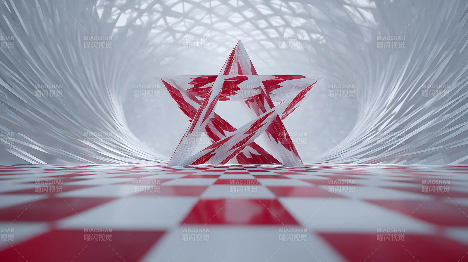 红色星星几何空间图片