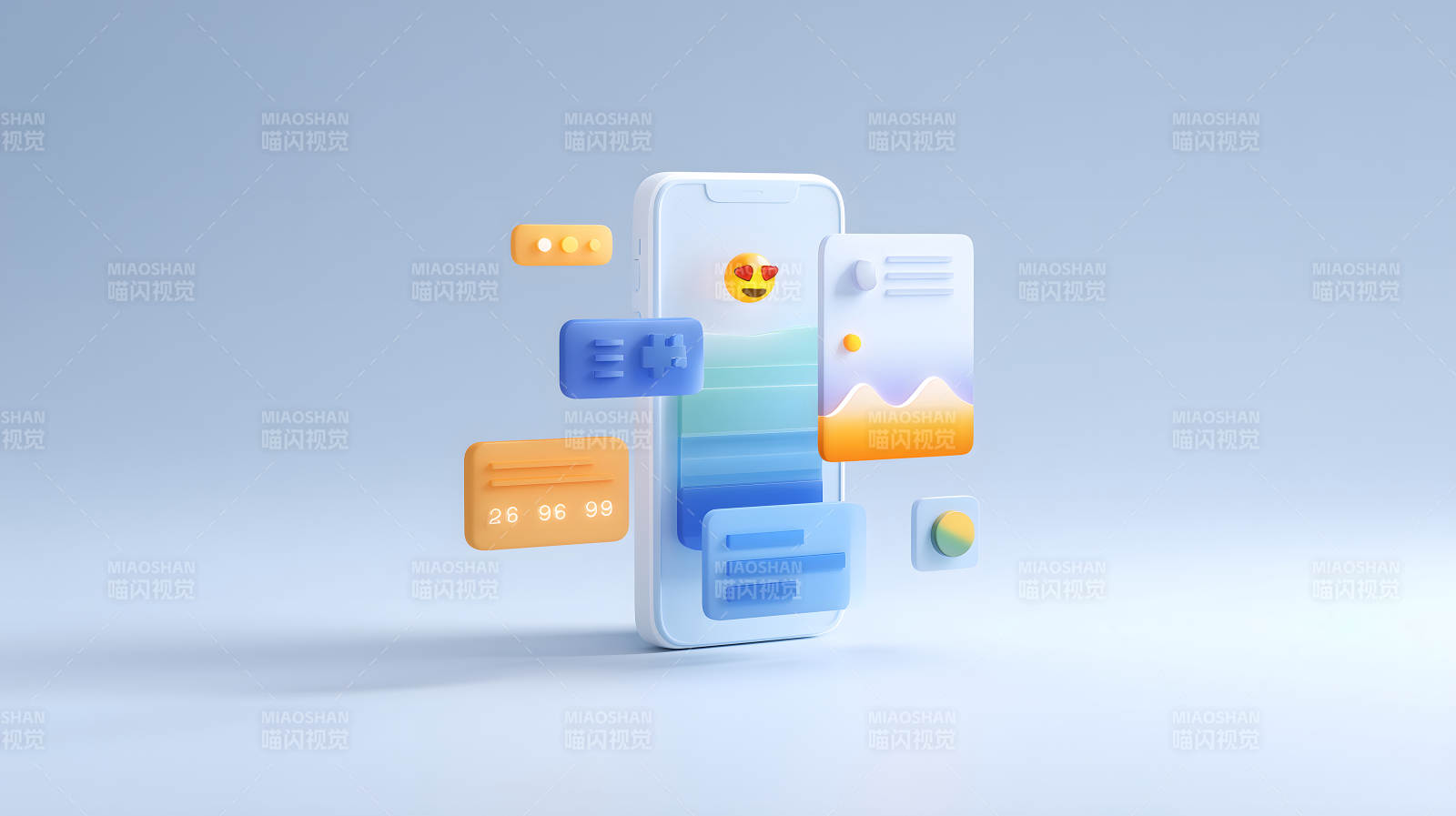 手机设计与图标元素结合图片