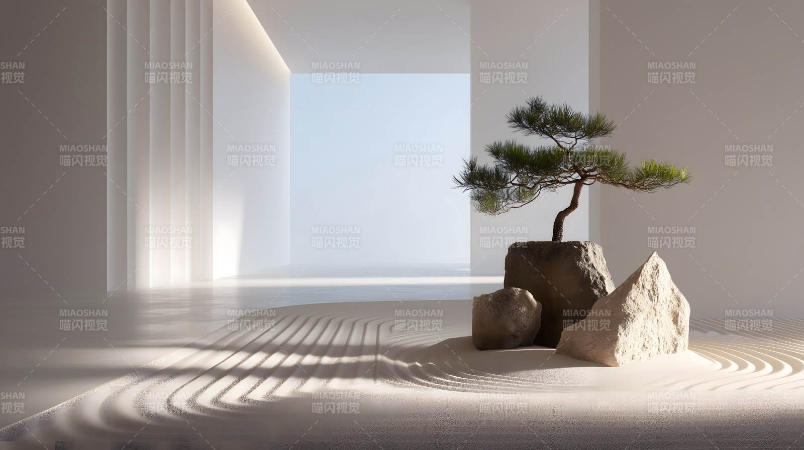 禅意庭院的宁静景象图片