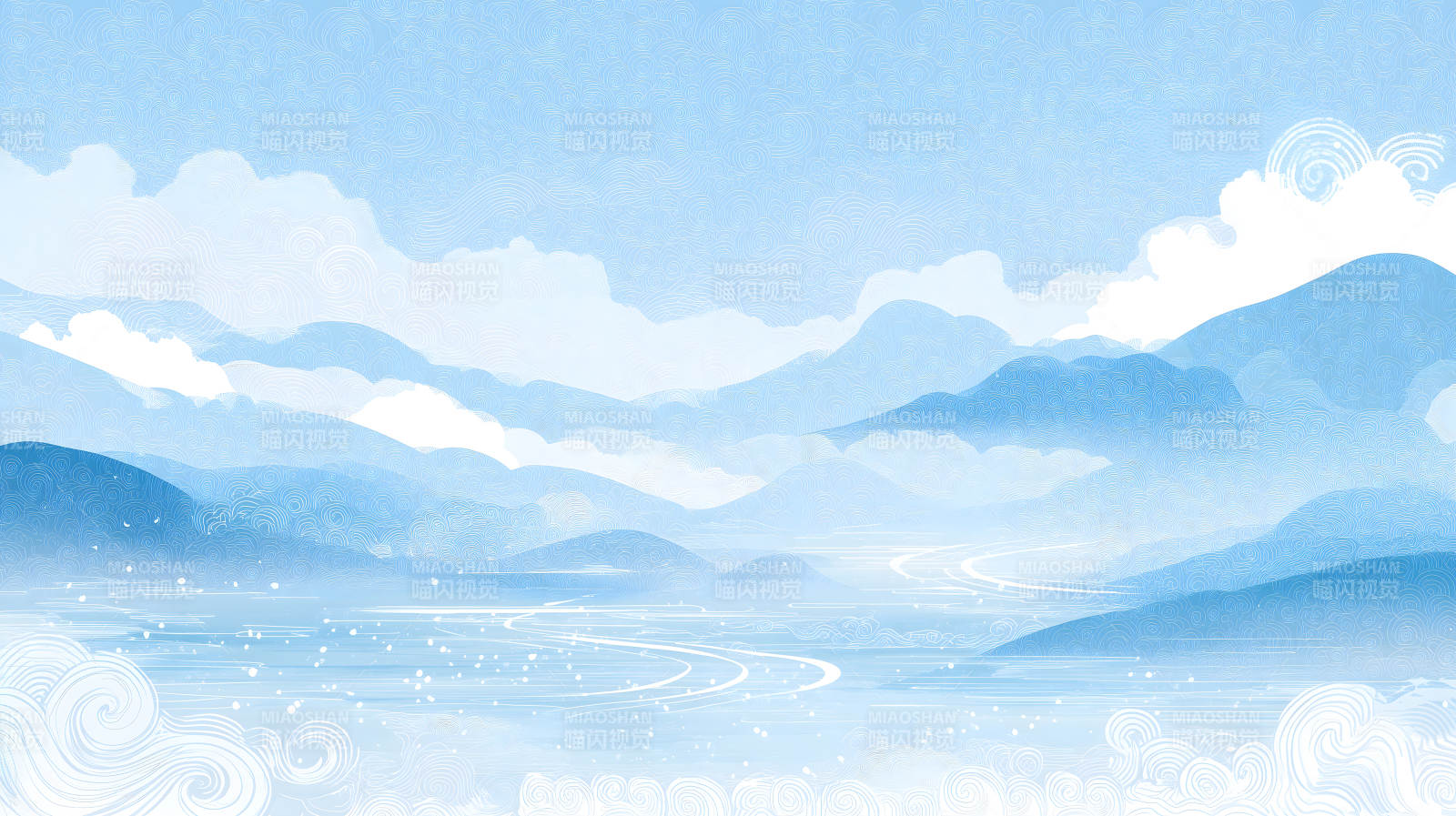 山水画卷宁静致远图片