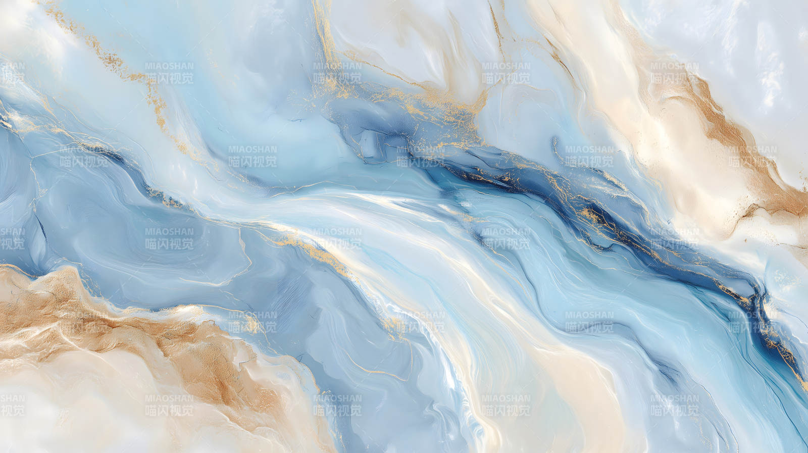 抽象水墨纹理金色纹路蓝色色调图片