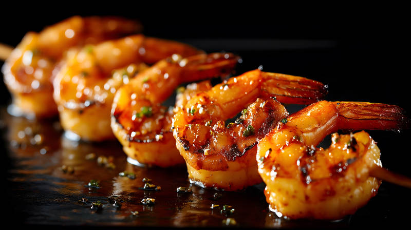 烤虾串特写美食诱人图片