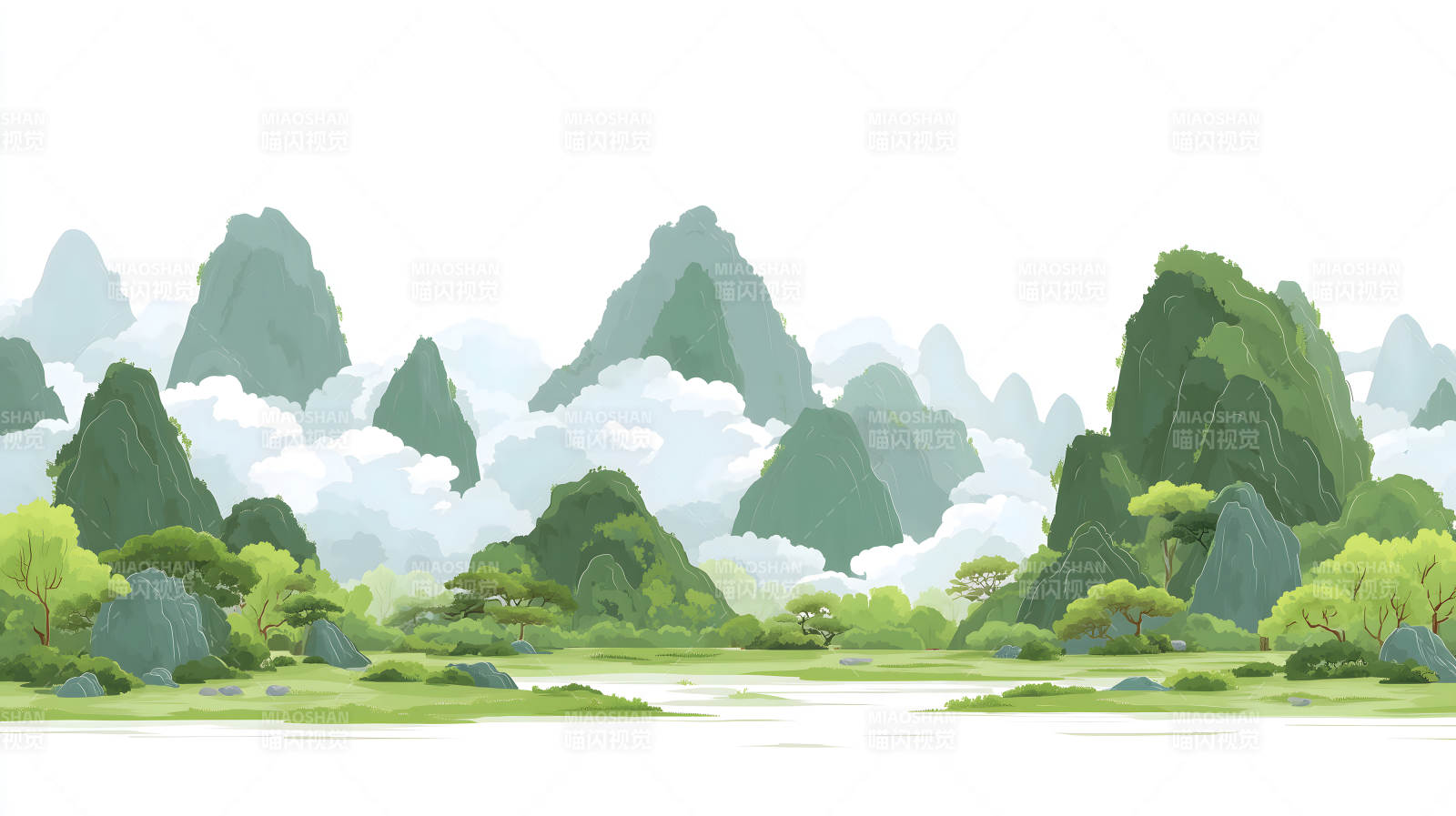 水墨山水画宁静致远图片