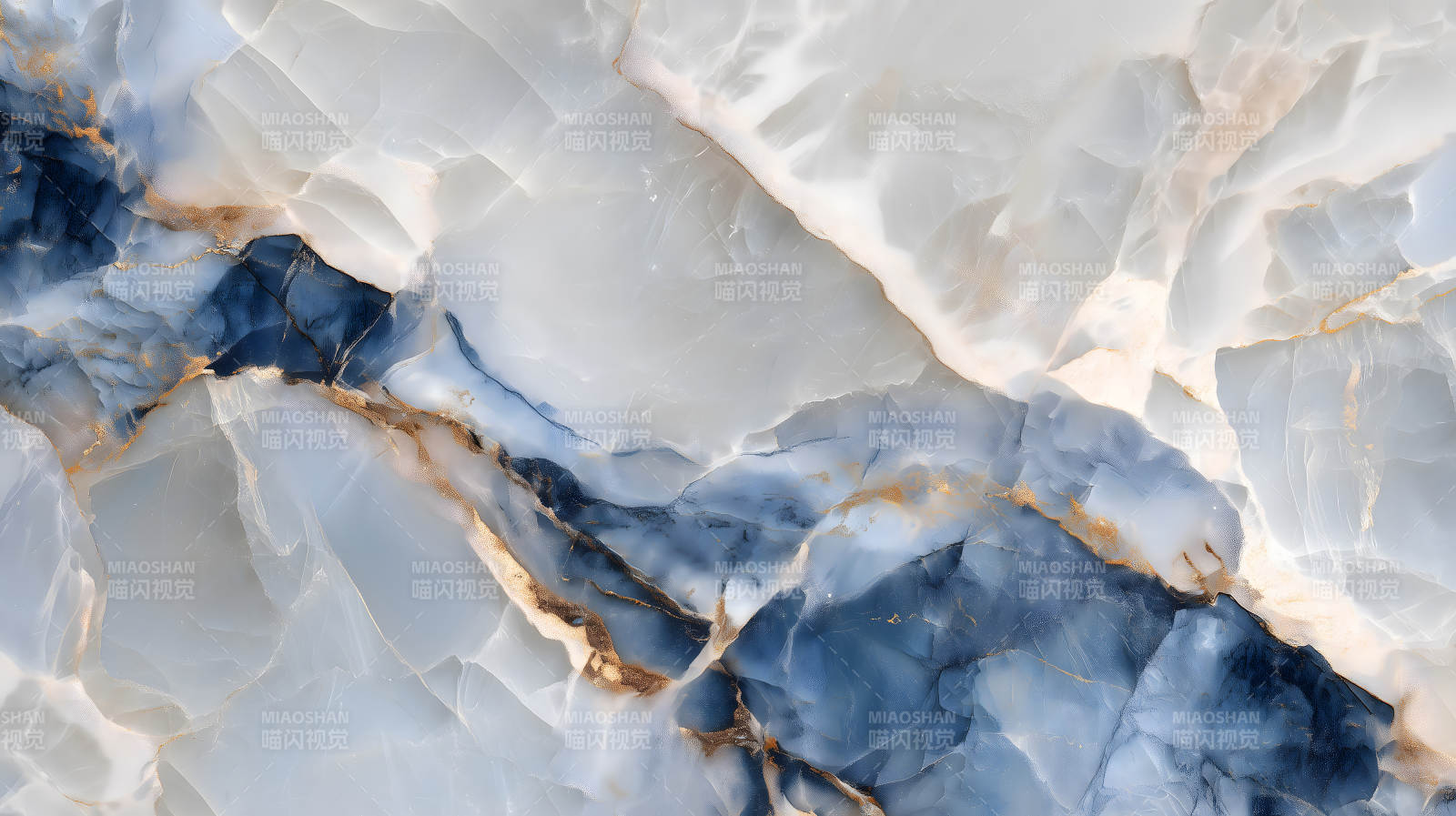 大理石纹理蓝白金相间图片