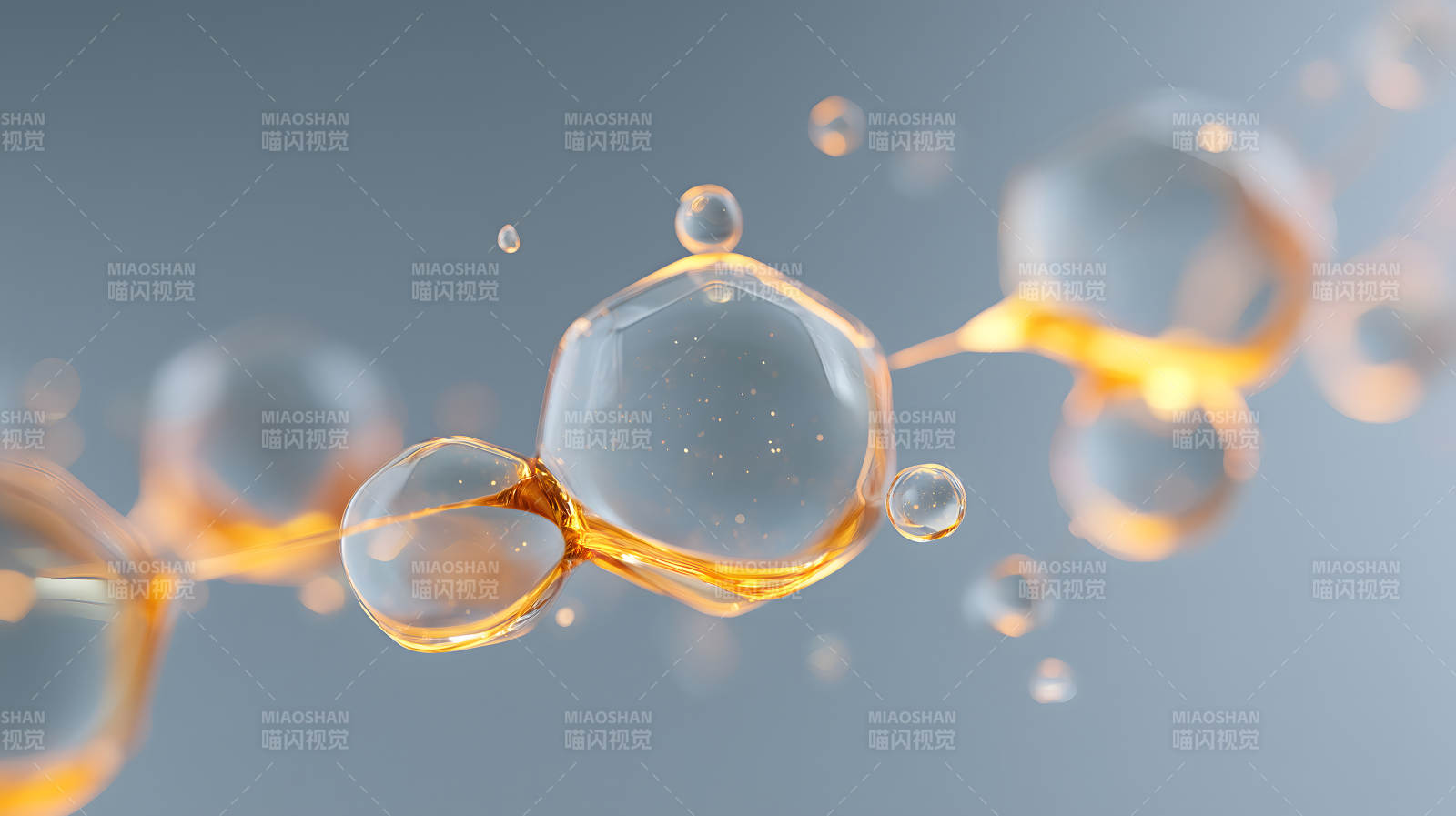 透明气泡金色线条抽象图图片