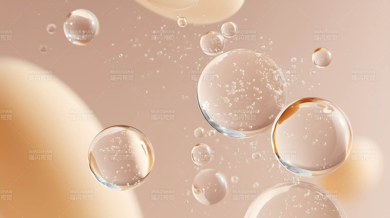 通透气泡悬浮特写图片