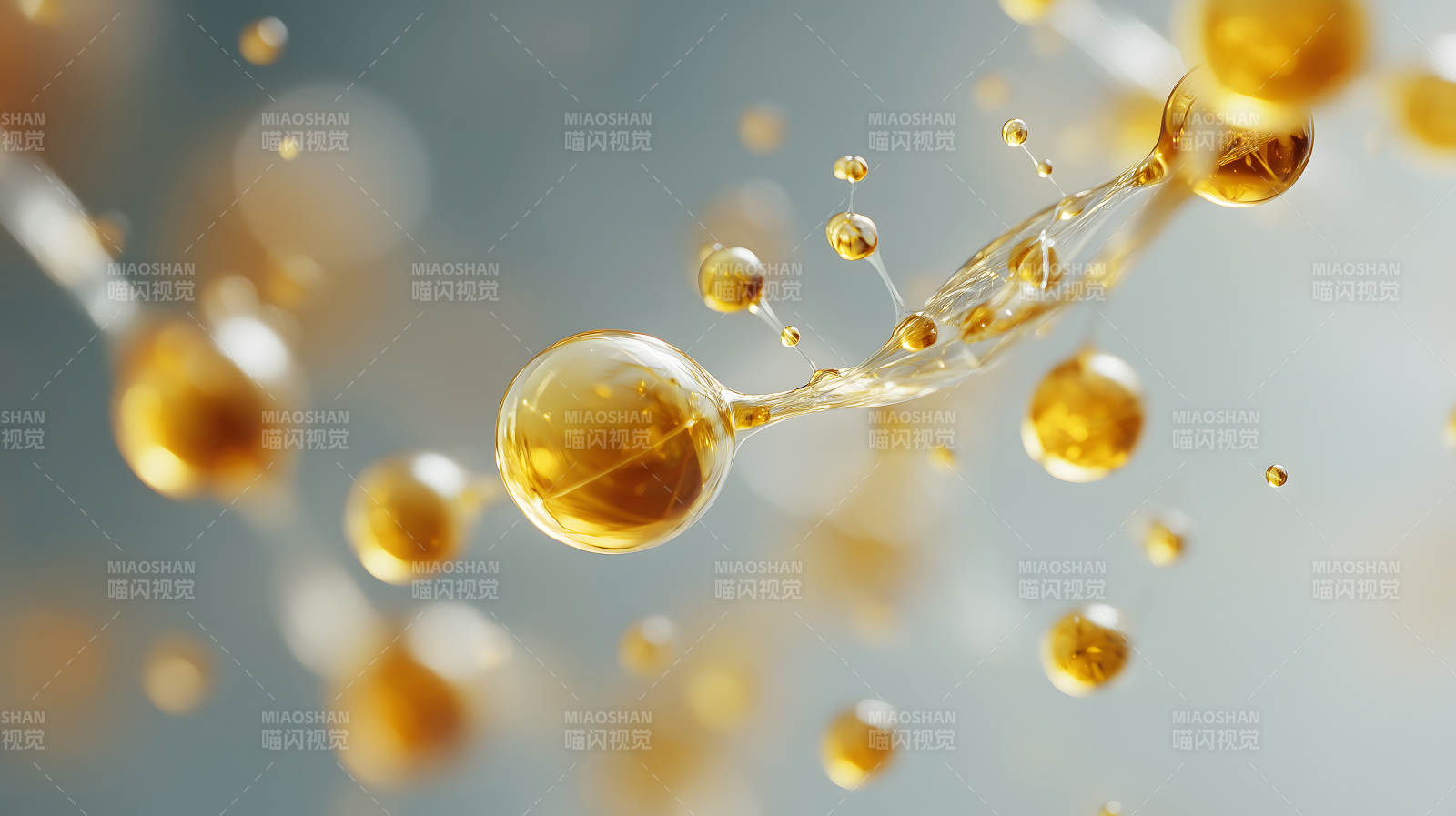 悬浮液滴的抽象特写图片