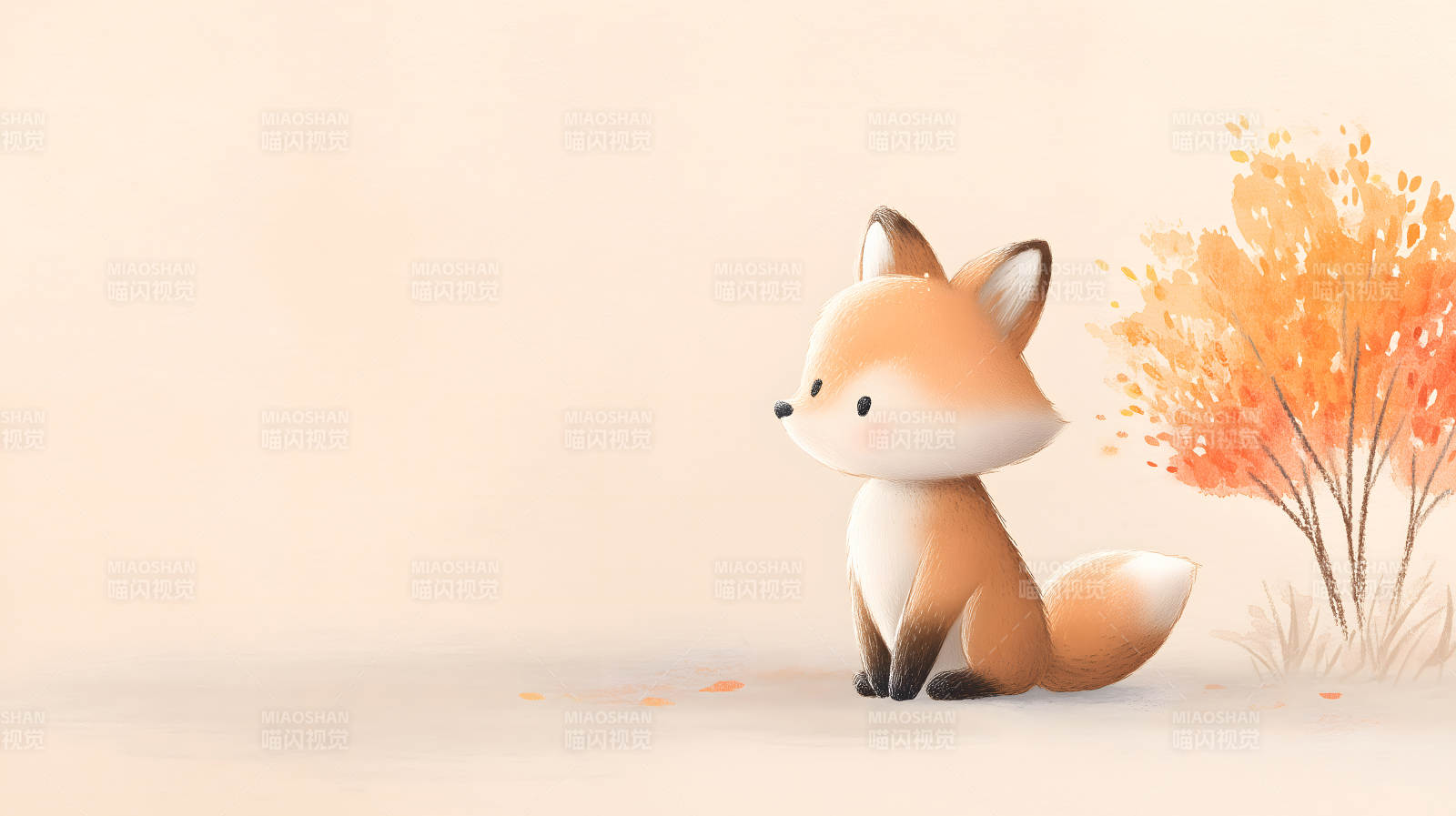 可爱小狐狸在秋日欣赏风景图片