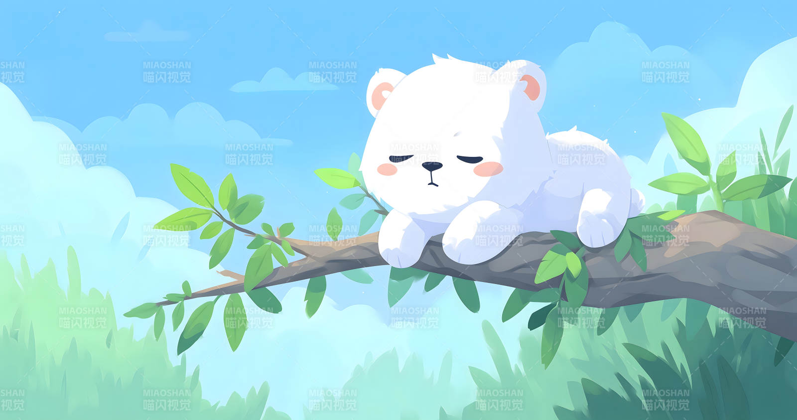 树上睡觉的可爱小熊图片