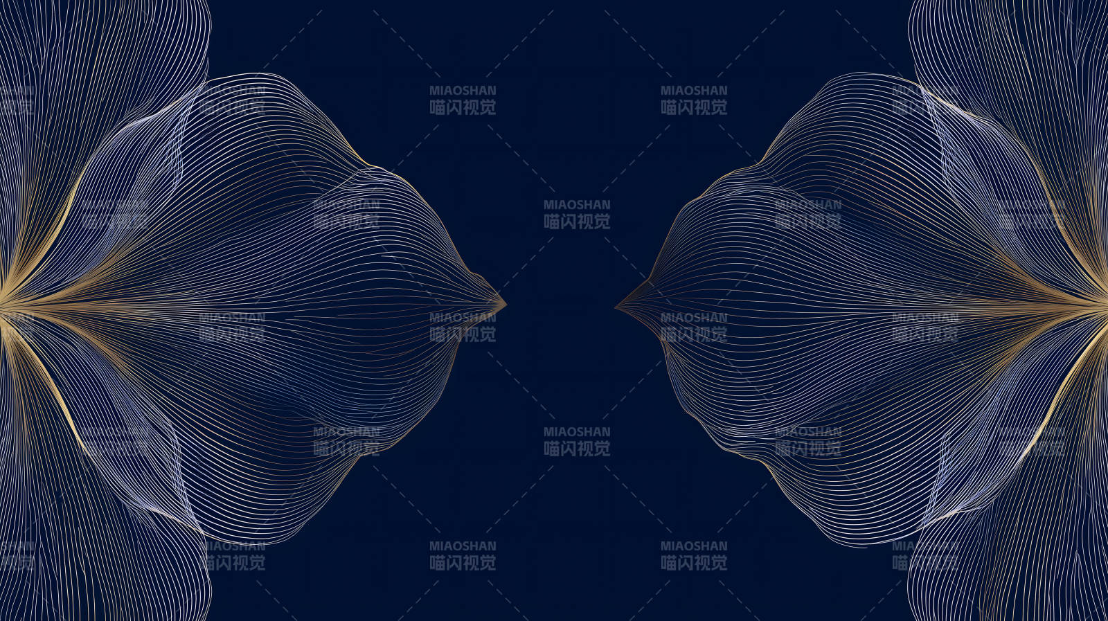 金色线条抽象图案深蓝色背景图片