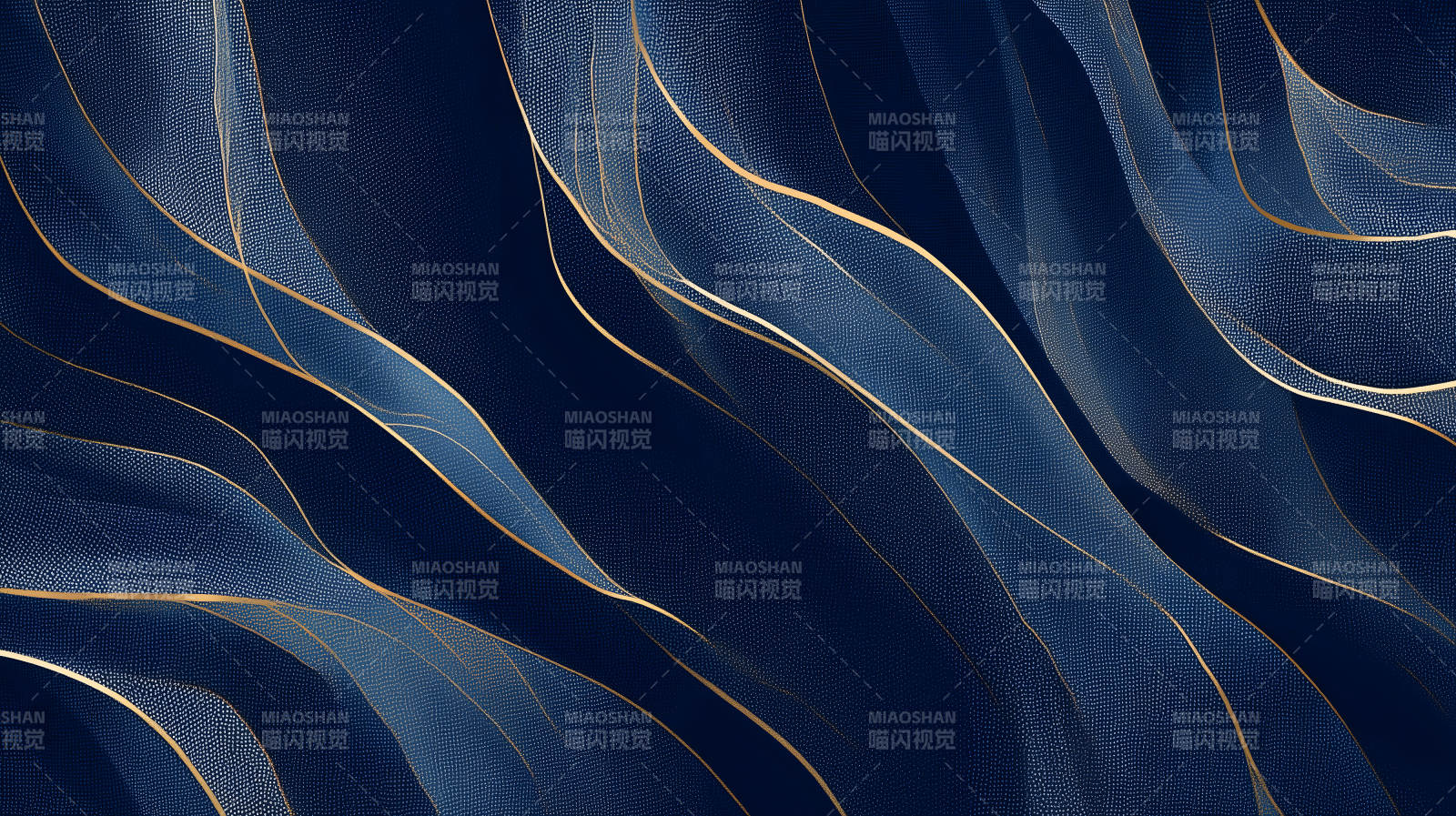 深蓝色抽象线条金色点缀图片