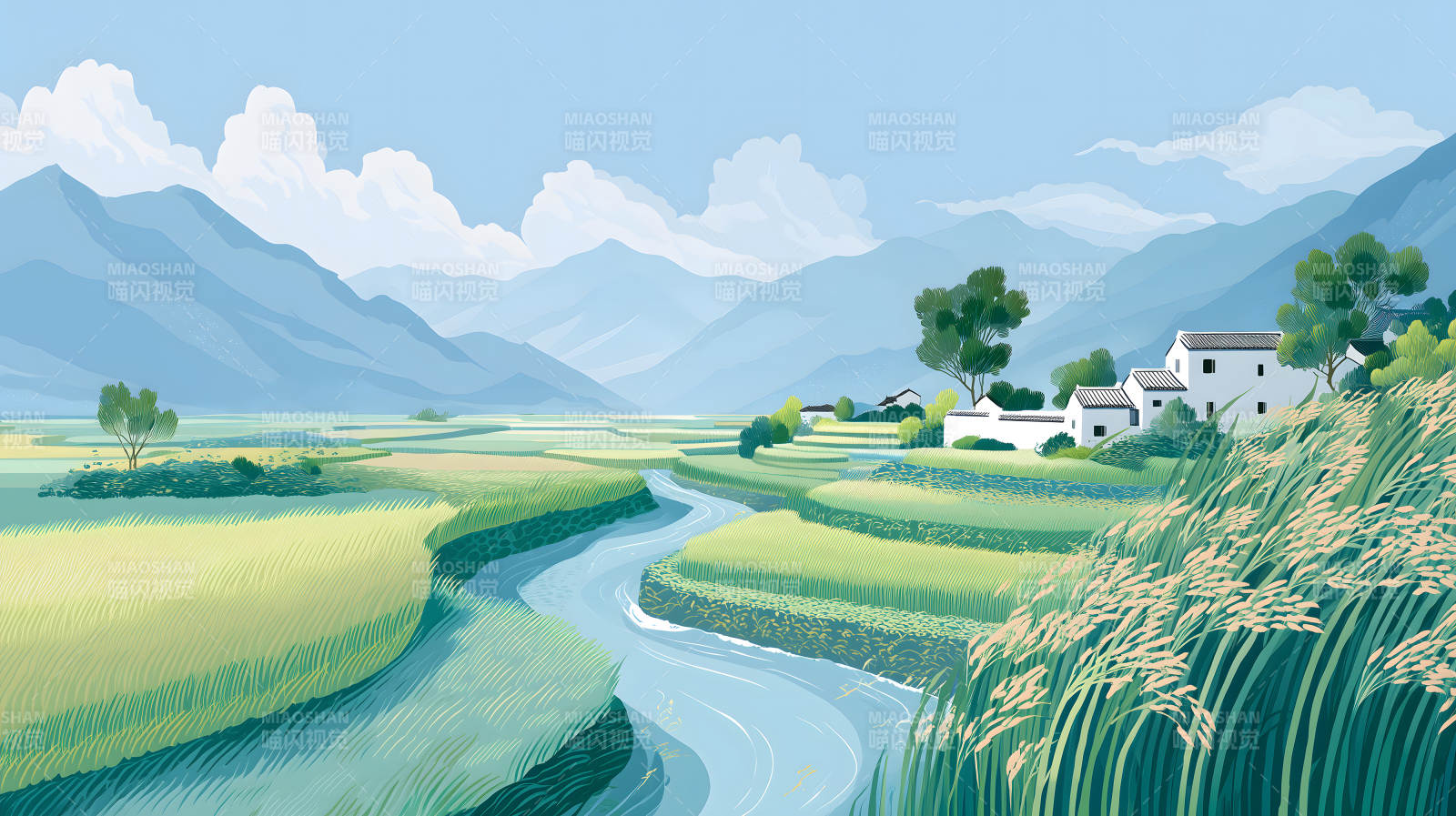 山水田园风光景色宜人图片