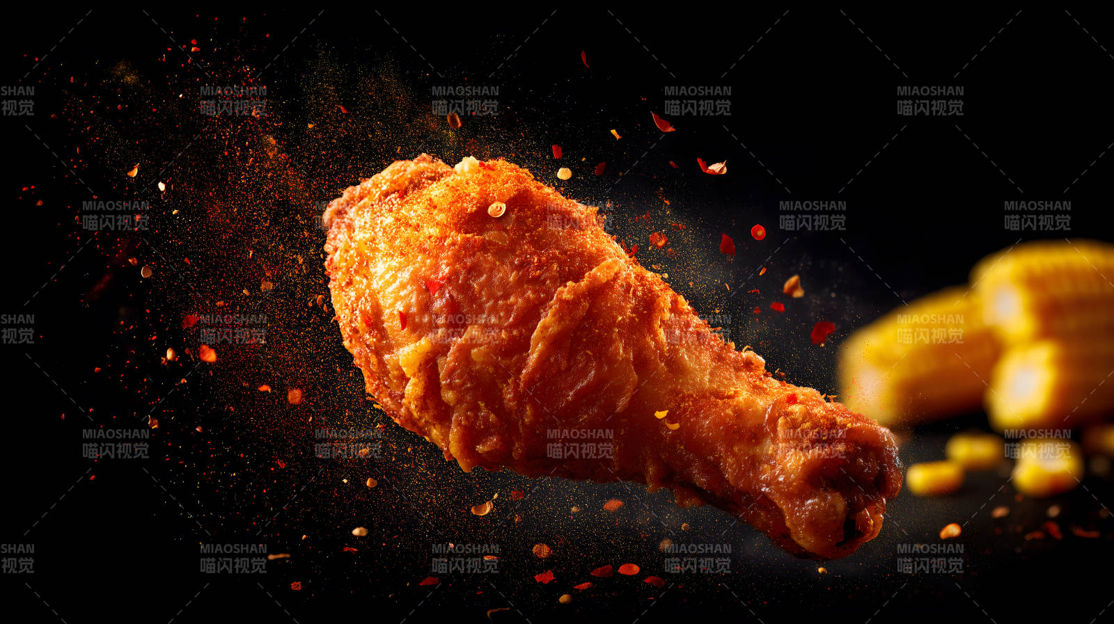 美味炸鸡与玉米美食诱惑图片