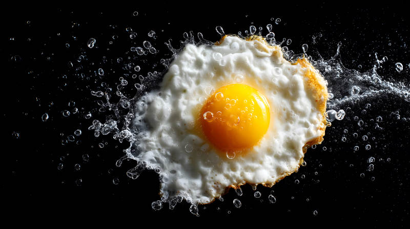 鸡蛋溅水特写图片