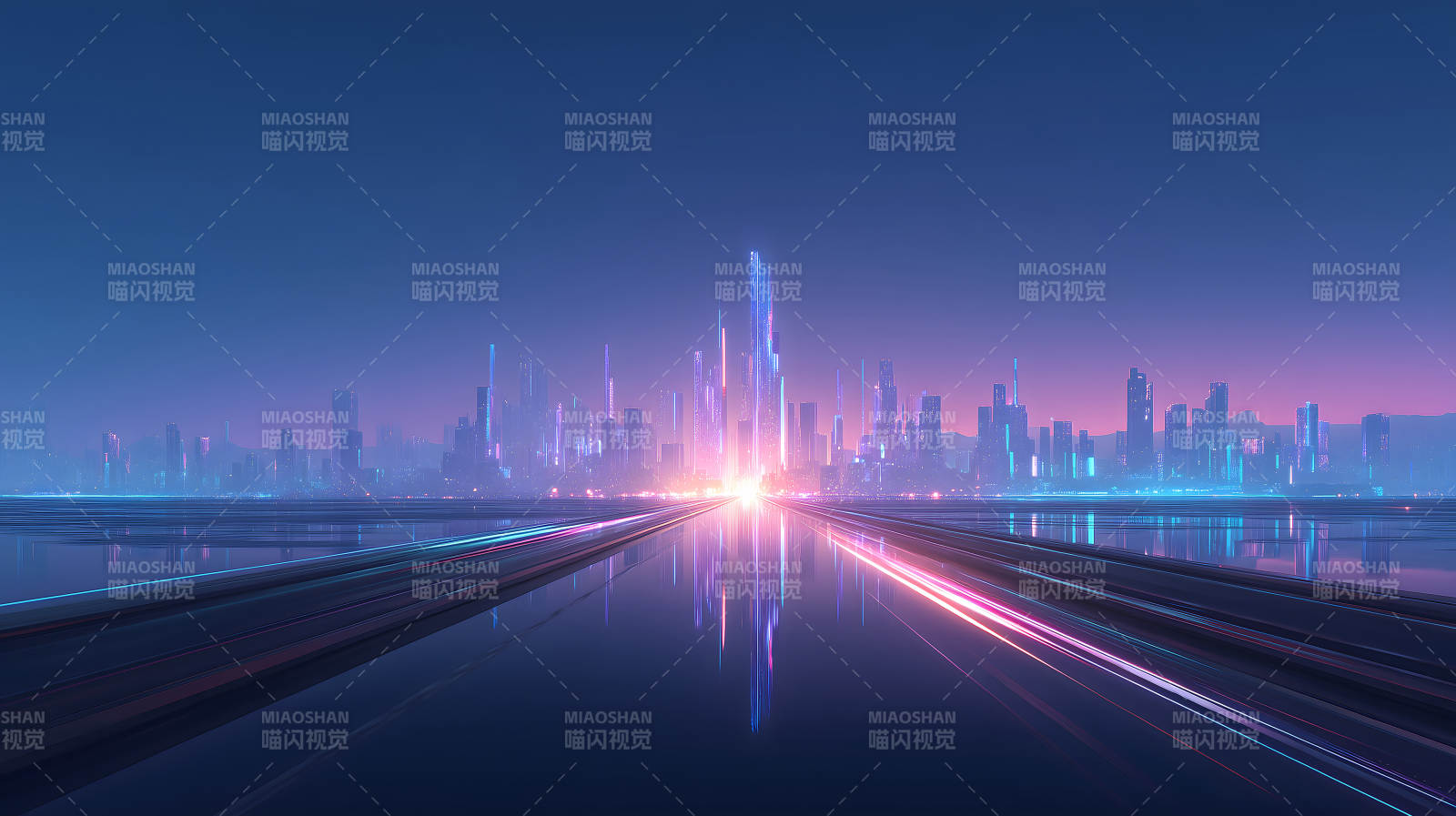 未来科技城市夜景绚丽夺目图片