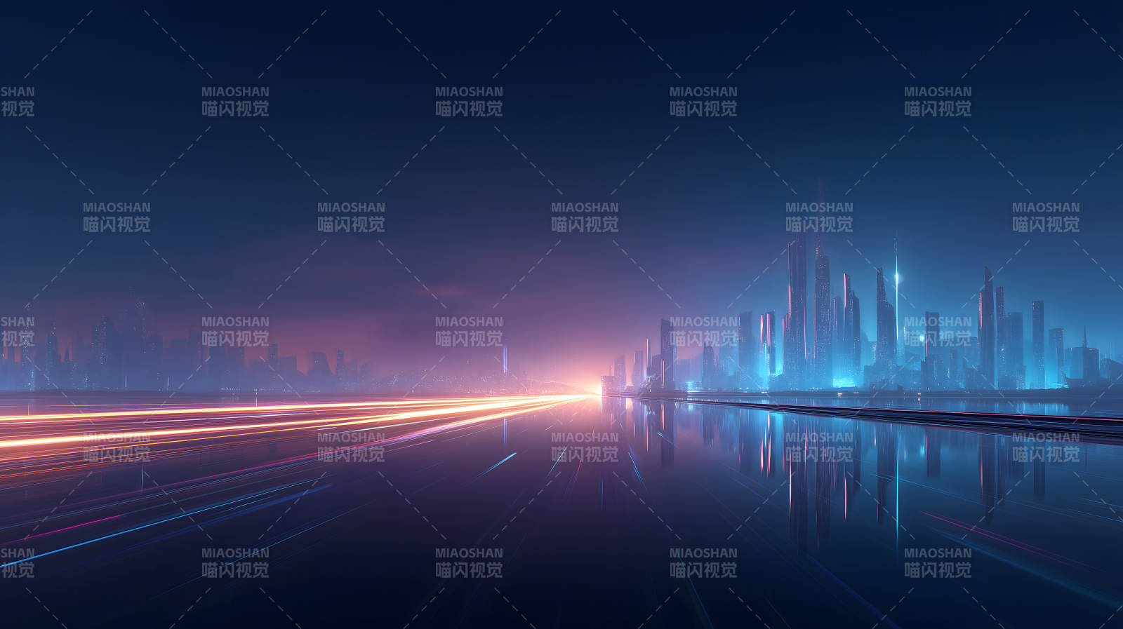 科幻城市夜景光轨图片