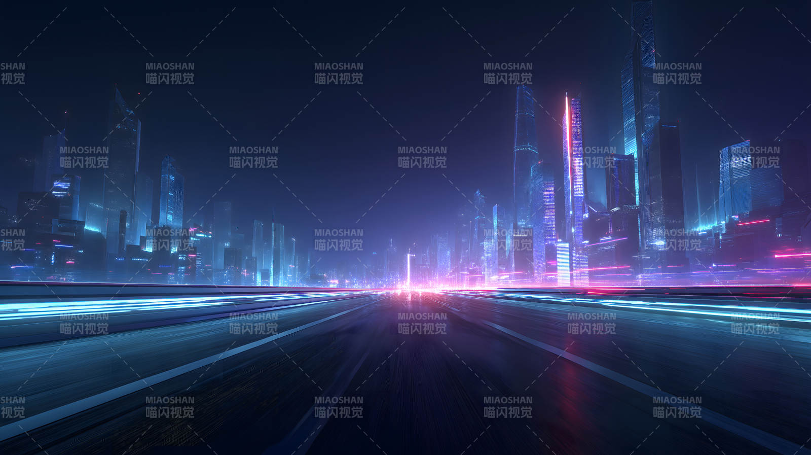 未来城市夜景与高速公路图片