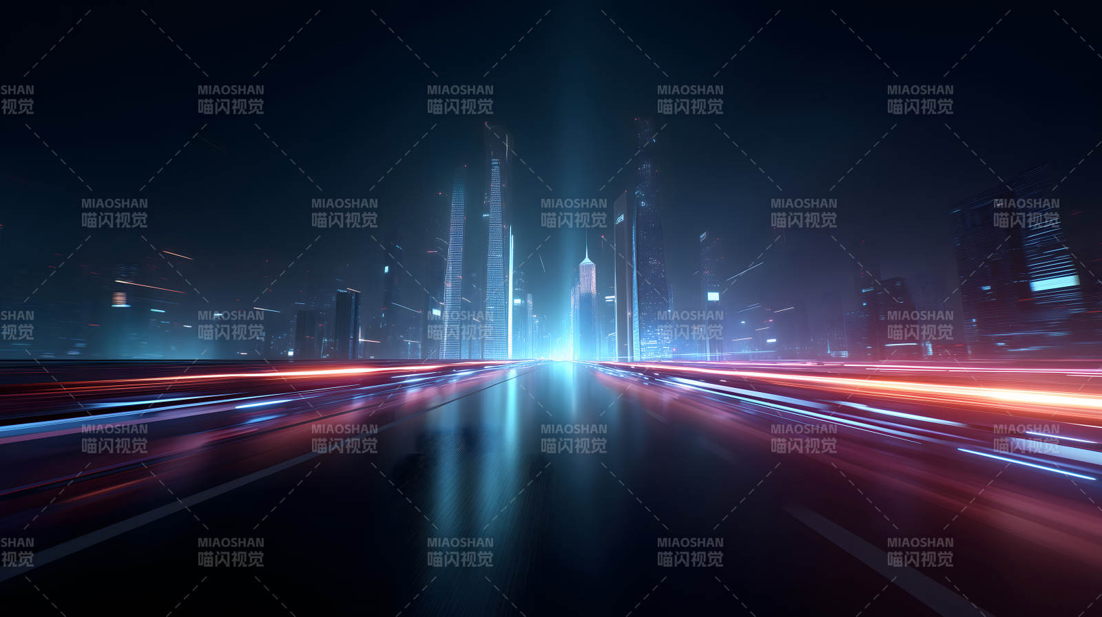 未来城市高速公路夜景图片