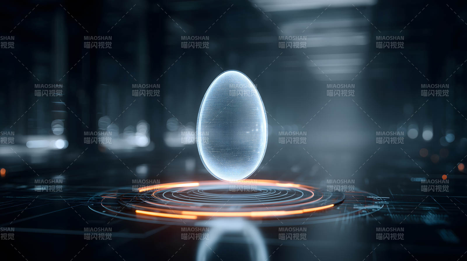 未来科技感鸡蛋全息投影图片