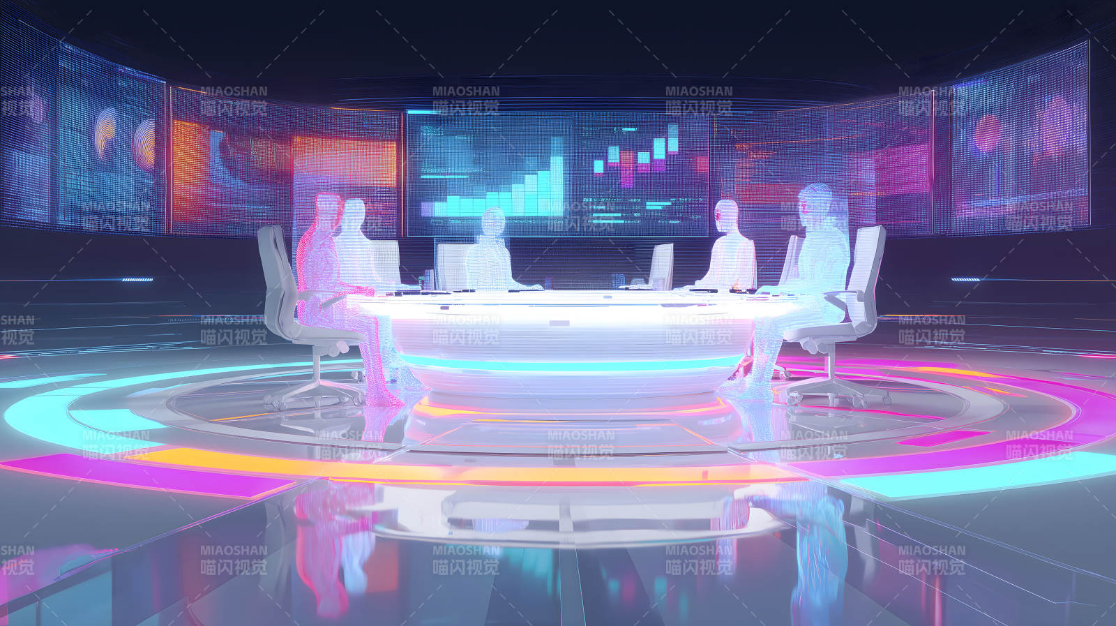 未来科技会议室场景图片