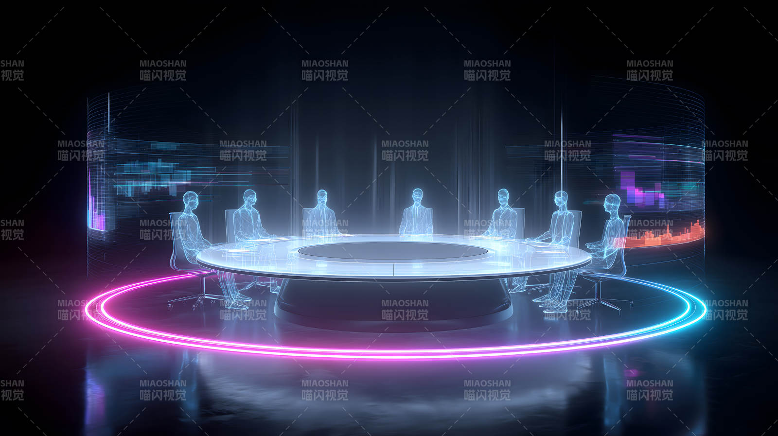 未来会议室科技感十足图片