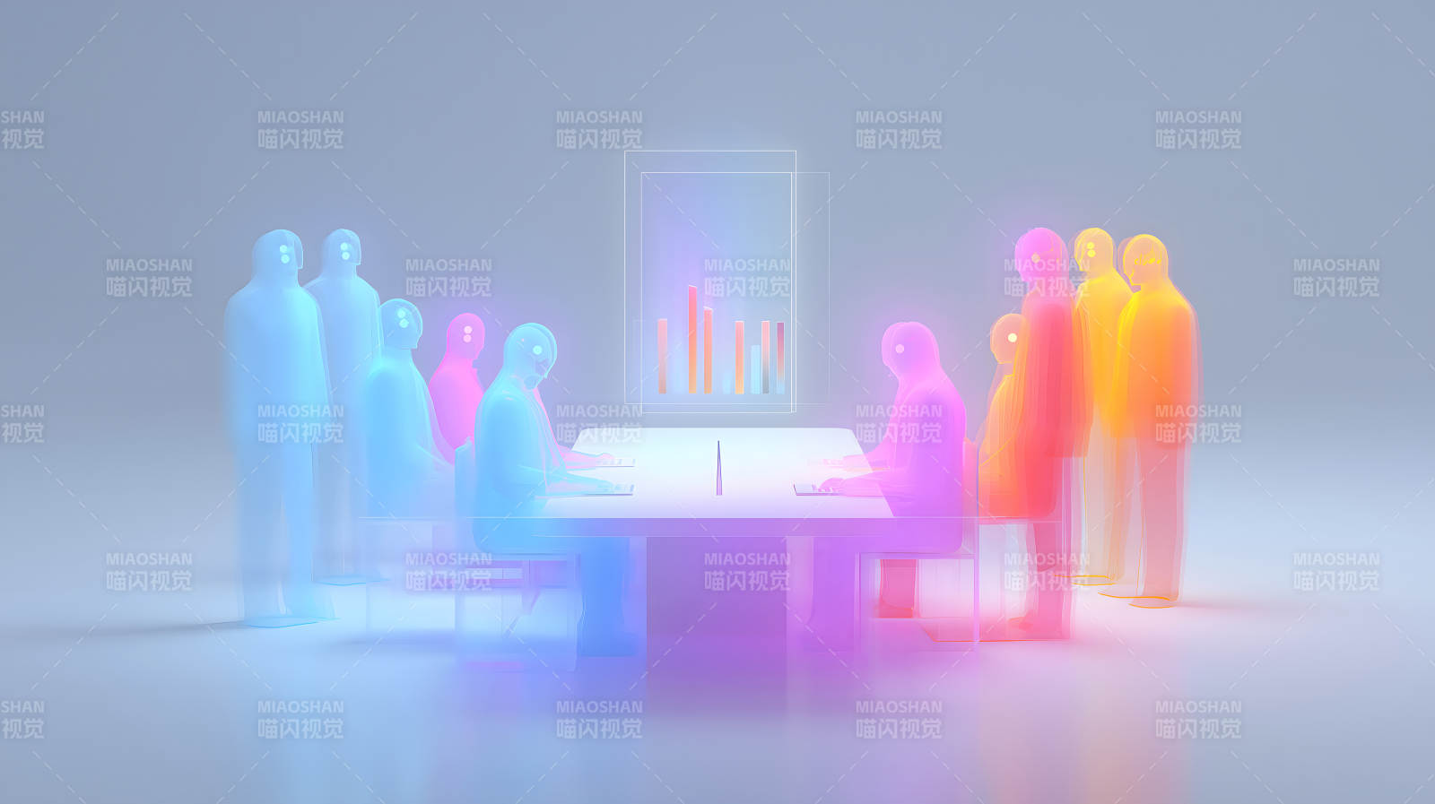 抽象会议场景多色人体图片