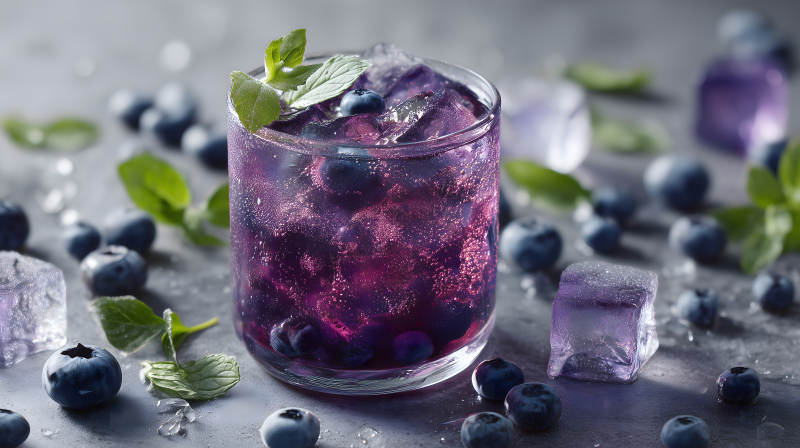 蓝莓鸡尾酒特写清凉饮品图片