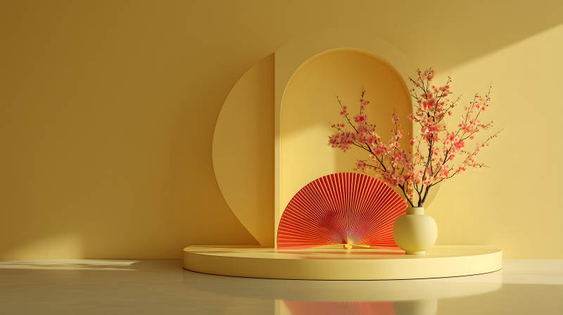 黄色背景下的装饰艺术品图片