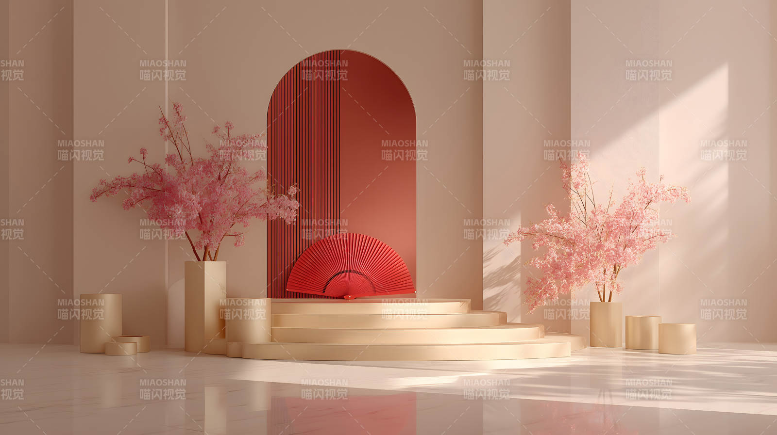粉色舞台摆设简约唯美设计图片